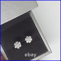 18ct White Gold VVS1 E Natural Diamond Daisy Earrings 2ct video