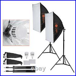 2 LED Softbox Lighting Kit Portable Continuous Photography Video Studio Lights