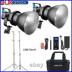 2-Pack Sokani X60 V2 COB LED Video Light 80W 5600K Studio Light Bowens + Stand