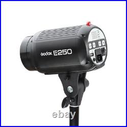 Godox E250 Photo Studio Strobe Flash Head Light Video + Reflective Umbrella Set