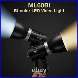 Godox ML60Bi 60W Bi-Color LED Video Light, 2800K-6500K Dimmable LED Studio Light
