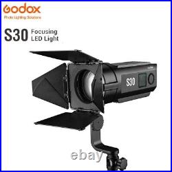 Godox S30 30Ws Focusing LED Light Photo Video Light Studio Spotlight + Barn Door