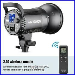 Godox SL-60W LED Video Studio Licht Fotolampe Kit + 95cm Softbox Grid +2M Stand
