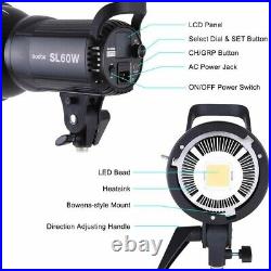 Godox SL-60W LED Video Studio Licht Fotolampe Kit + 95cm Softbox Grid +2M Stand