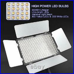 LED Video Light, Dimmable Bi-Color 600 LED Studio Lights Lighting Kit