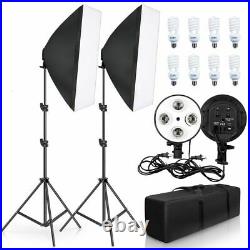 Photo Studio Lighting Set Video Photography Lamp Softbox E27 Holder 8pcs Bulb