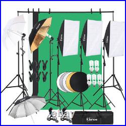 Photography 3 Backdrops +Stand Set Photo Studio Softbox Lighting Video Light Kit