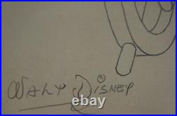 Rare cartoon drawing, production cel Walt Disney Mickey Mouse, signed and stamp