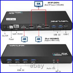 USB 3.0/USB C Docking Station 5K/Dual 4K @60Hz Video Outputs for Windows Mac